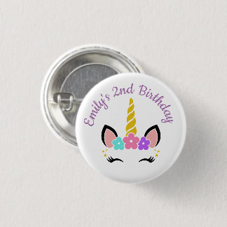 Colourful Floral Unicorn Birthday 3 Cm Round Badge