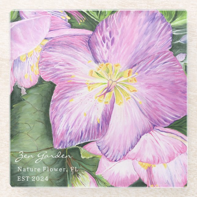 Colourful Floral Vacation Home Glass Coaster (Front)