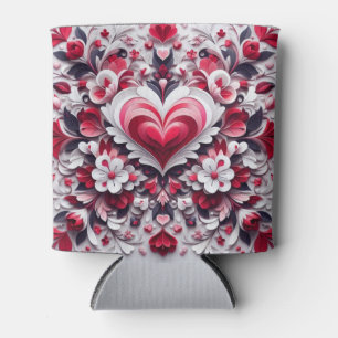 Colourful, floral valentine's day heart can cooler
