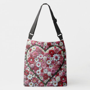 Colourful, floral valentine's day heart crossbody bag
