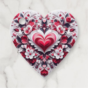 Colourful, floral valentine's day heart favour tags