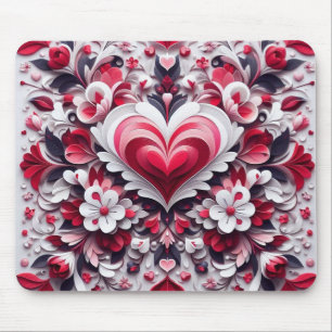 Colourful, floral valentine's day heart mouse pad
