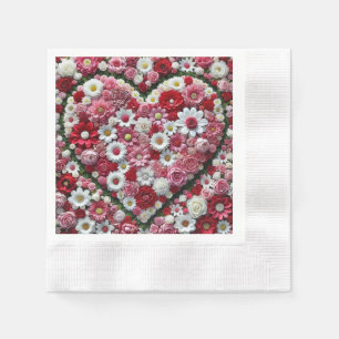 Colourful, floral valentine's day heart napkin