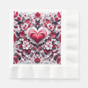 Colourful, floral valentine's day heart napkin
