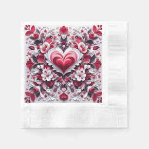 Colourful, floral valentine's day heart napkin