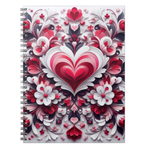 Colourful, floral valentine's day heart notebook