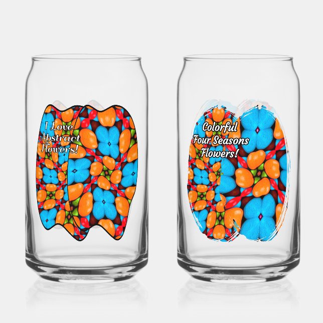 Colourful Floral Variation Pattern Can Glass (Front)
