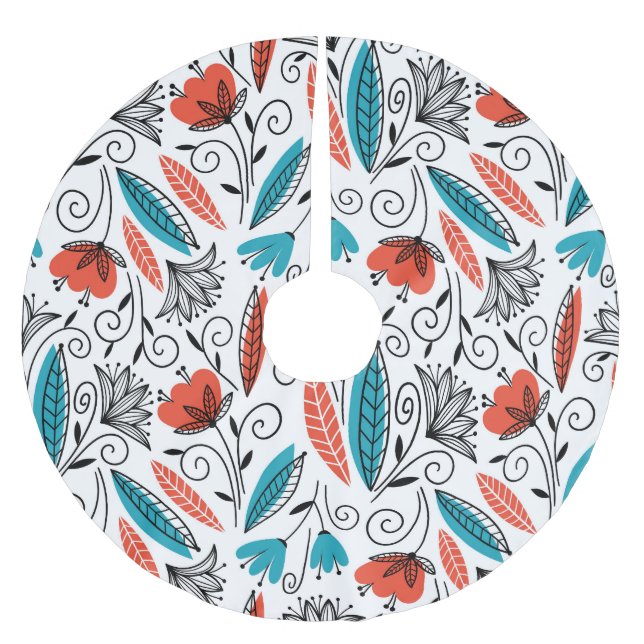 Colourful floral: vibrant seamless pattern. brushed polyester tree skirt (Front)