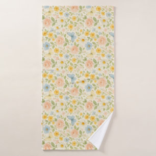 Colourful Floral vintage pattern with butterflies Bath Towel
