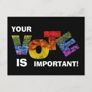 Colourful Floral VOTE Postcard