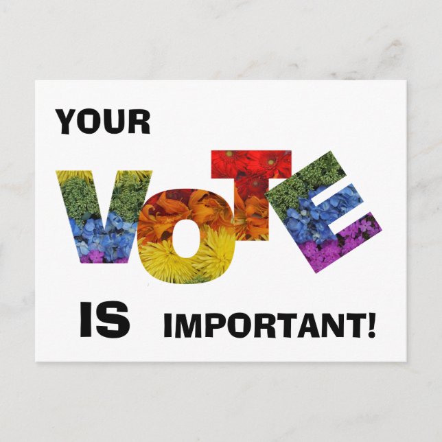 Colourful Floral VOTE Postcard (Front)