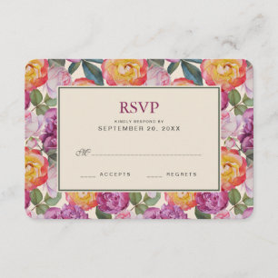 Colourful Floral Watercolor Bouquet - Wedding RSVP Card