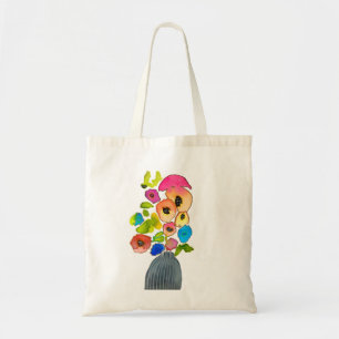 Colourful floral watercolor flowers tote bag