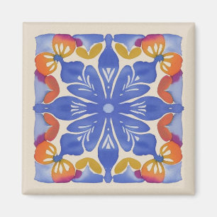 Colourful Floral Watercolor Magnet