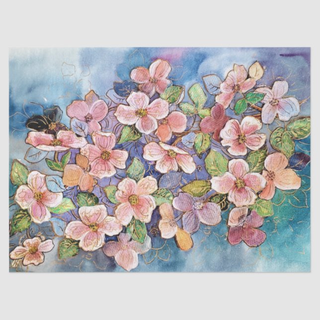 Colourful Floral Watercolor Tissue Paper (Front)
