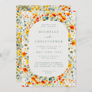 Colourful Floral Watercolor Wedding Invitation