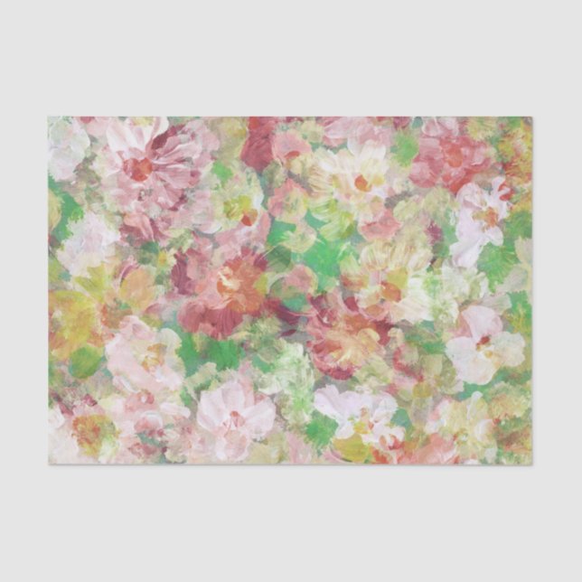 Colourful Floral Watercolors Collage Tissue Paper (Front)