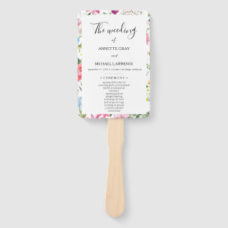 Colourful Floral wedding ceremony program Hand Fan