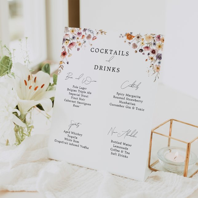 Colourful Floral Wedding Drinks Bar Pedestal Sign (Creator Uploaded)