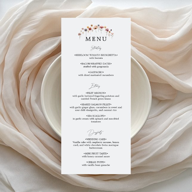 Colourful Floral Wedding Flat Menu (Creator Uploaded)