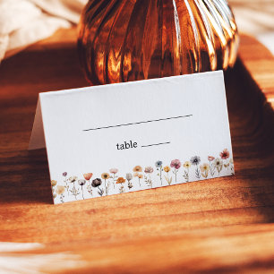 Colourful Floral Wedding Folded Place Card
