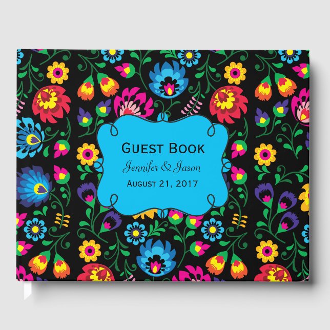 Colourful Floral Wedding Guest Book (Front)