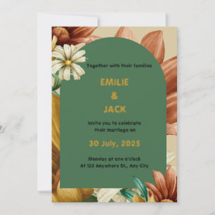 Colourful Floral Wedding Invitation portrait