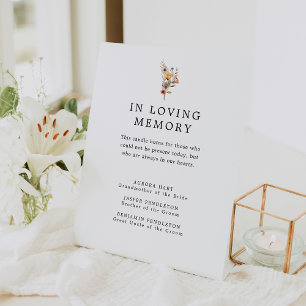 Colourful Floral Wedding Memorial Pedestal Sign