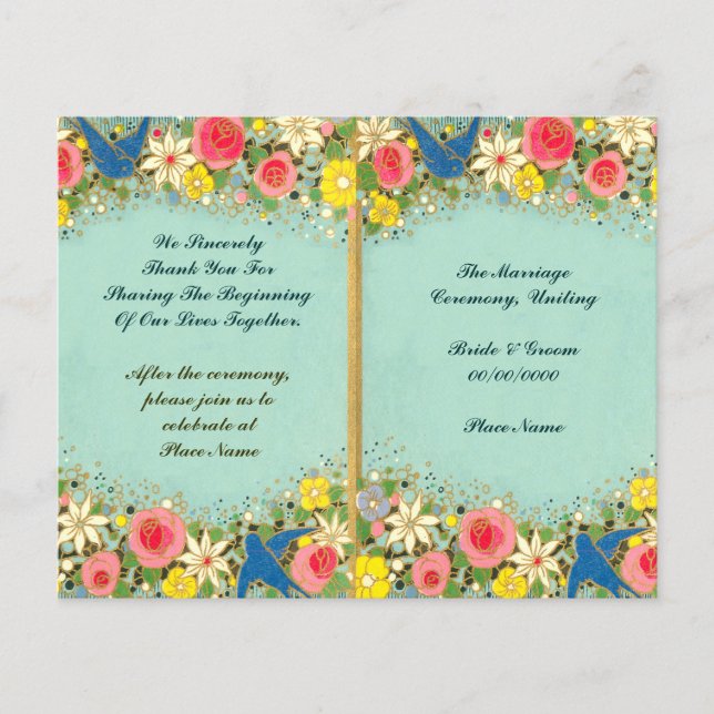 colourful floral wedding program (Front)