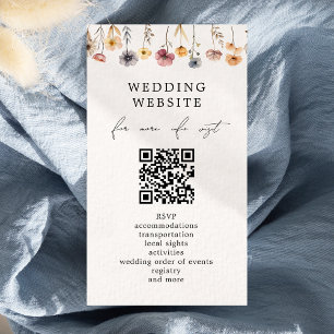 Colourful Floral Wedding QR Code Website Details Enclosure Card