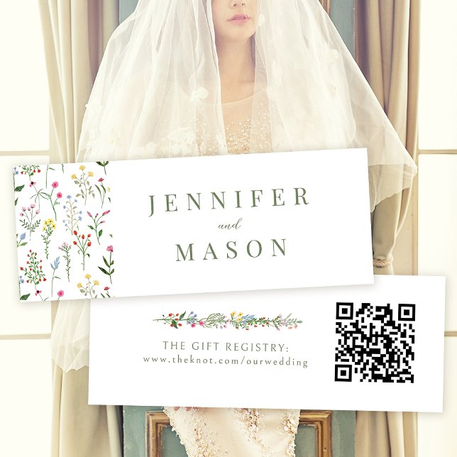 Colourful floral wedding QR registry insert card (Creator Uploaded)