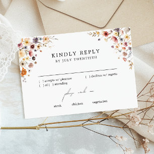 Colourful Floral Wedding RSVP Response Card