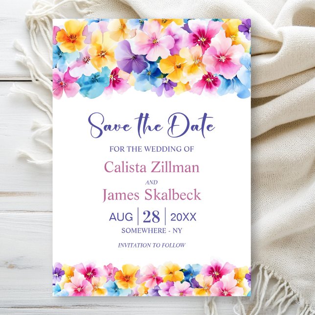 Colourful Floral Wedding Save the Date Invitation (Creator Uploaded)