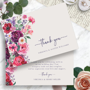 Colourful Floral Wedding Thank You Card
