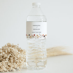 Colourful Floral Wedding  Water Bottle Label