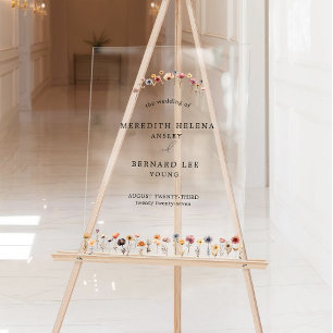 Colourful Floral Wedding Welcome Acrylic Sign