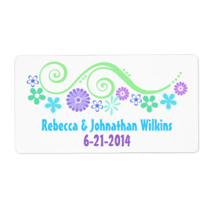 Colourful Floral Wedding Wine Favour Label