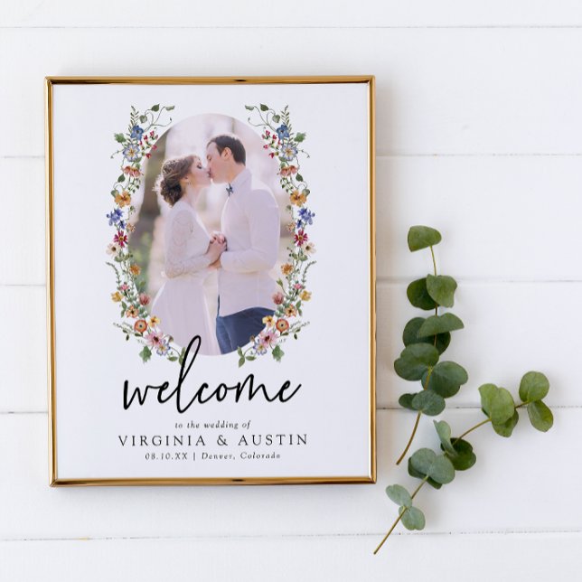 Colourful Floral Welcome Wedding Poster (Colorful Floral Welcome Sign Wedding Poster by Painted Paperie
)