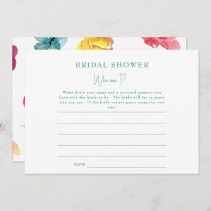 Colourful Floral Who Am I Bridal Shower Game Invitation