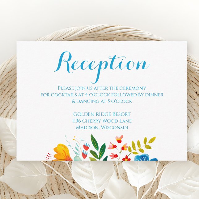 Colourful Floral Wildflower Wedding Reception Enclosure Card (Creator Uploaded)
