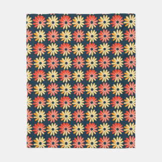 Colourful Floral With Red, Orange Flower Fleece Blanket