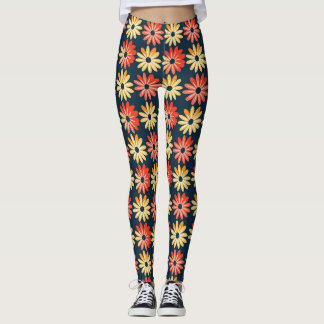 Colourful Floral With Red, Orange Flower Leggings