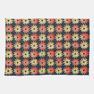 Colourful Floral With Red, Orange Flower Tea Towel