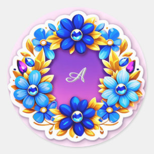 Colourful Floral Wreath Classic Round Sticker