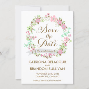 Colourful Floral Wreath Save The Date Announcement