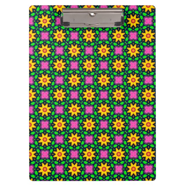 Colourful Floral Yellow Flowers Pattern Clipboard (Front)