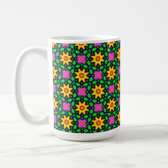 Colourful Floral Yellow Flowers Pattern Coffee Mug (Left)