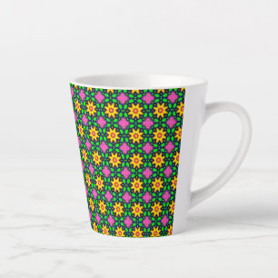 Colourful Floral Yellow Flowers Pattern Latte Mug