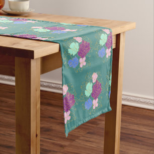 Colourful Florals With Gold Pattern Medium Table Runner