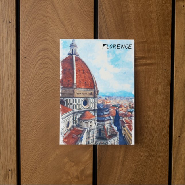 Colourful Florence Italy Duomo Cathedral Postcard (florence duomo watercolor postcard)
